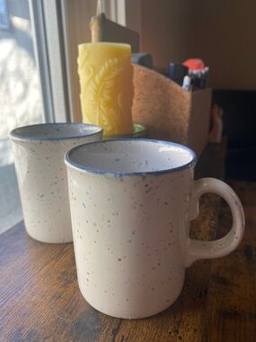 John Tams Rainbow Confetti Speckled Made in England Ceramic Mugs Set of 2